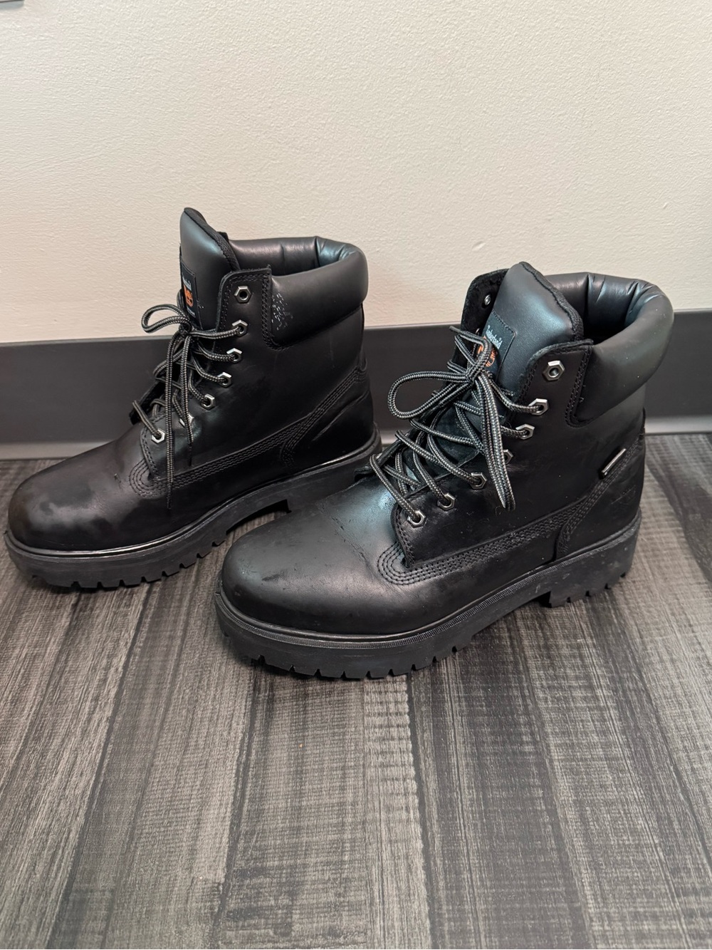 Timberland Men's Black Lace-Up Work Boots -STEEL TOE
